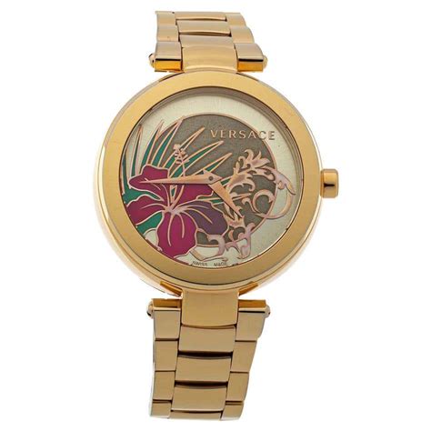 versace mystique hibiscus watch|Versace Gold Plated Stainless Steel Mystique .